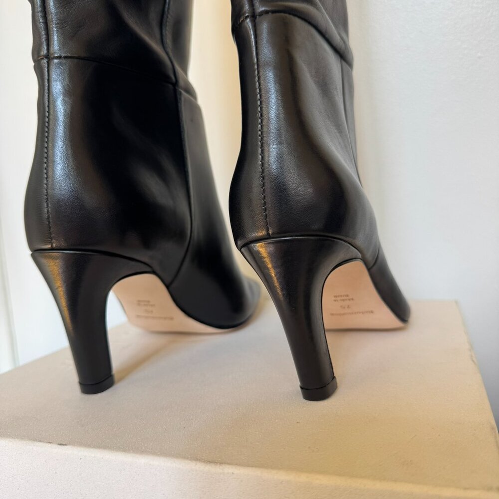 New Reformation Claudette Knee High Heeled Leather Boots Black 7.5 - Picture 7 of 15